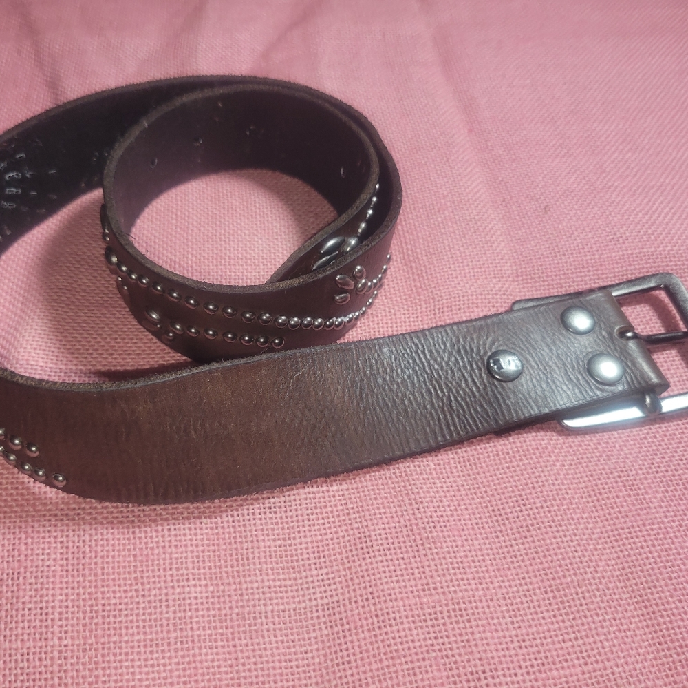 Bed/Stu Silvertone Leather Western Belt